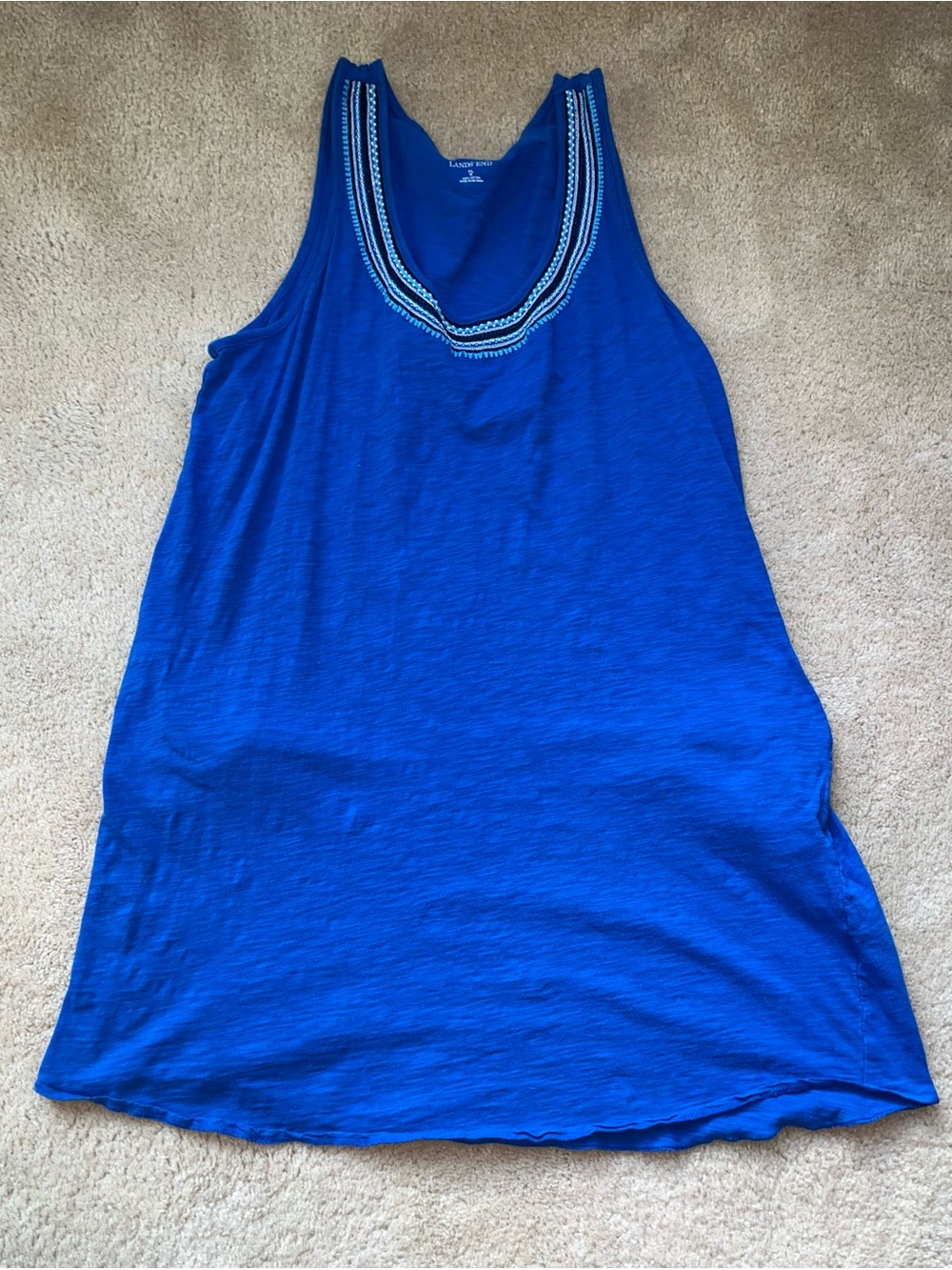 Lands' End Royal Blue Embroidered Sleeveless Swimsuit Cover-up - Size XL - VGUC